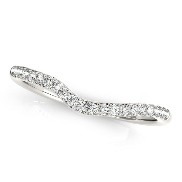 14k White Gold Curved Pave Diamond Wedding Ring (1/4 cttw)-rxd96535y28bt