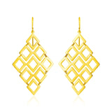 14k Yellow Gold Earrings with Polished Open Diamond Motifs-rx34090