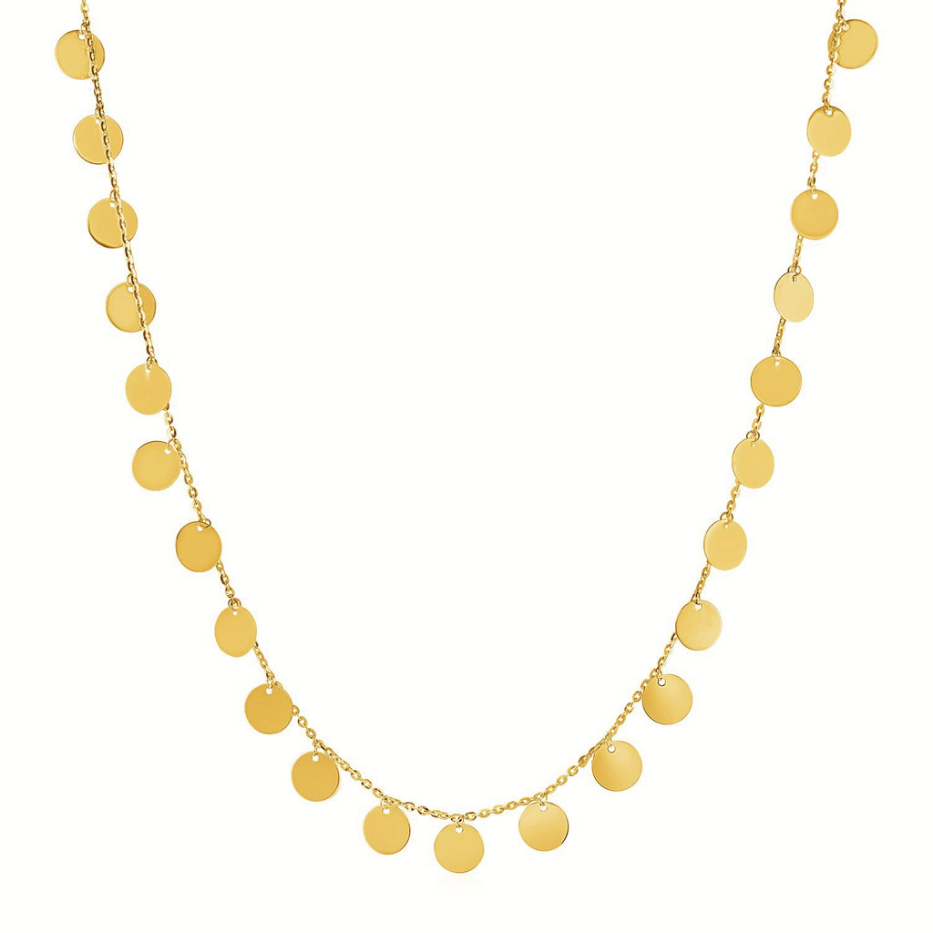 Choker Necklace with Polished Discs in 14k Yellow Goldrx34248-16-rx34248-16