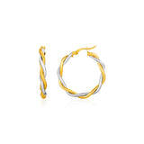 Two-Tone Twisted Wire Round Hoop Earrings in 10k Yellow and White Gold-rx72041