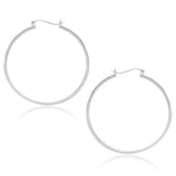 10k White Gold Polished Hoop Earrings (40mm)-rx3246