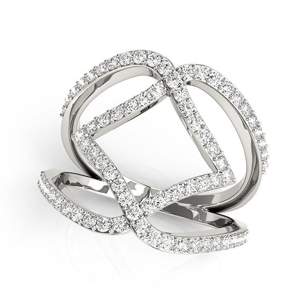 14k White Gold Entwined Design Diamond Dual Band Ring (3/4 cttw)-rxd42466y28bt