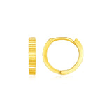14k Yellow Gold Petite Round Hoop Earrings with Straight Texture-rx68469