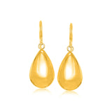 14k Yellow Gold Polished Teardrop Motif Drop Earrings-rx69254