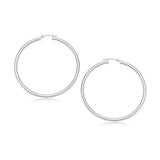 10k White Gold Polished Hoop Earrings (30 mm)-rx38903