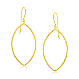 14k Yellow Gold Diamond Cut Texture Marquise Shape Earrings-rx66000