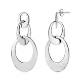 Drop Earrings with Three Open Ovals in Sterling Silver-rx70754
