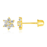 14k Yellow Gold Flower Childrens Earrings-rx71039