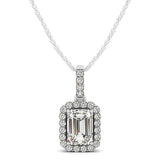 Halo Pendant With Emerald Center Diamond in 14k White Gold (1 1/5 cttw)-rx87707-18