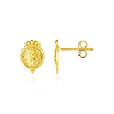 14k Yellow Gold Cameo Motif Post Earrings-rx3320