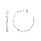 Sterling Silver Hoop Earrings with Round and Marquise Cubic Zirconias-rx48356