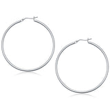 10k White Gold Polished Hoop Earrings (50 mm)-rx34576