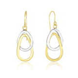 14k Two-Tone Gold Interlaced Open Teardrop Drop Earrings-rx37606