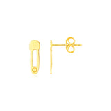 14K Yellow Gold Safety Pin Earrings-rx94909