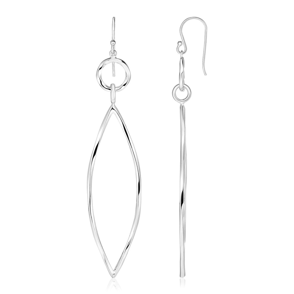 Sterling Silver Polished Marquise Motif Dangle Earrings-rx56066