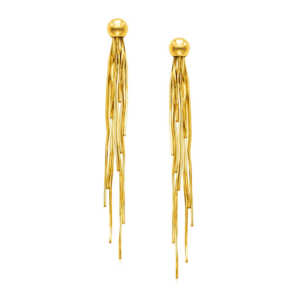 14k Yellow Gold Post Earrings with Polished Dangles-rx63945