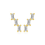 14k Yellow Gold Climber Post Earrings with Baguette Cubic Zirconias-rx80892