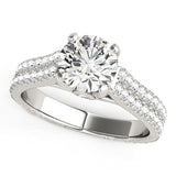 14k White Gold Round Diamond Engagement Ring with Pave Band (2 cttw)-rxd99006y28bt