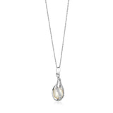 Sterling Silver Twisted Cage Style Necklace with Freshwater Pearl-rx45648-18