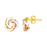 14k Tri Color Gold Love Knot Earrings-rx8960