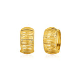 14k Yellow Gold Diamond Cut Hoop Design Earrings-rx23377