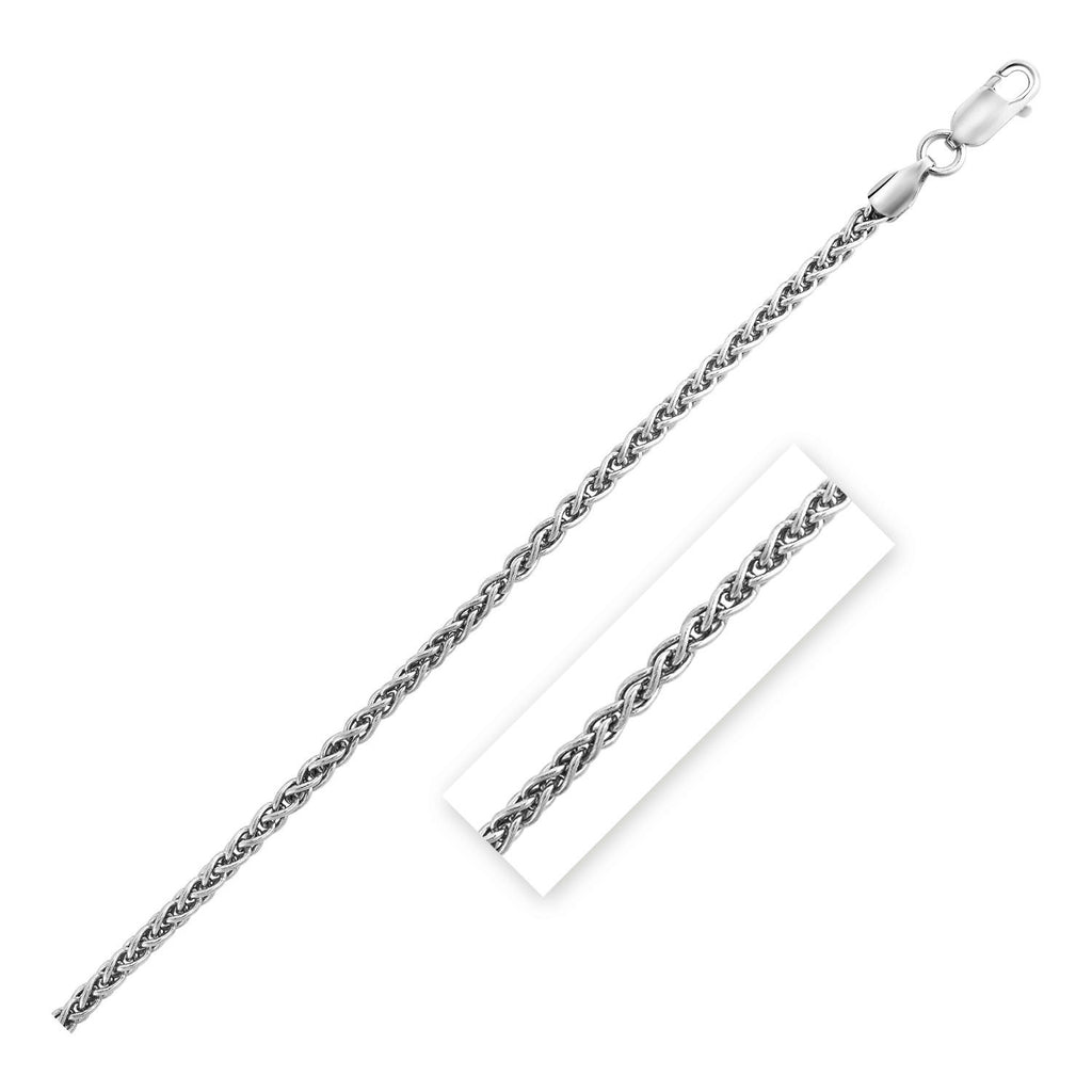 Sterling Silver Rhodium Plated Wheat Chain 2.6mm-rx69640-20