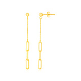 14K Yellow Gold Paperclip Chain and Fine Link Earrings-rx95643