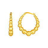 14k Yellow Gold Graduated Sphere Hoop Earrings-rx97328