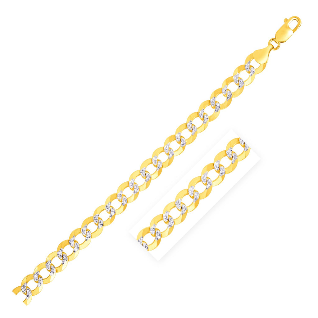 7.0 mm 14k Two Tone Gold Pave Curb Chain-rx35944-22
