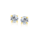 14k Yellow Gold Stud Earrings with White Hue Faceted Cubic Zirconia-rx27246