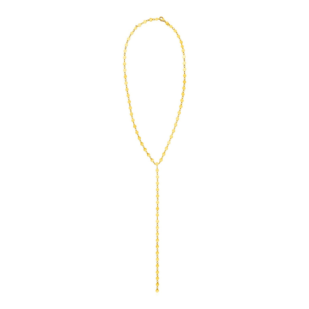 14k Yellow Gold 17 inch Lariat Necklace with Polished Circlesrx26039-17-rx26039-17