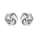 Textured and Polished Love Knot Earrings in Sterling Silver-rx36565