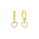 14k Two Tone Gold Beaded Hoop Earrings with Hearts-rx36696
