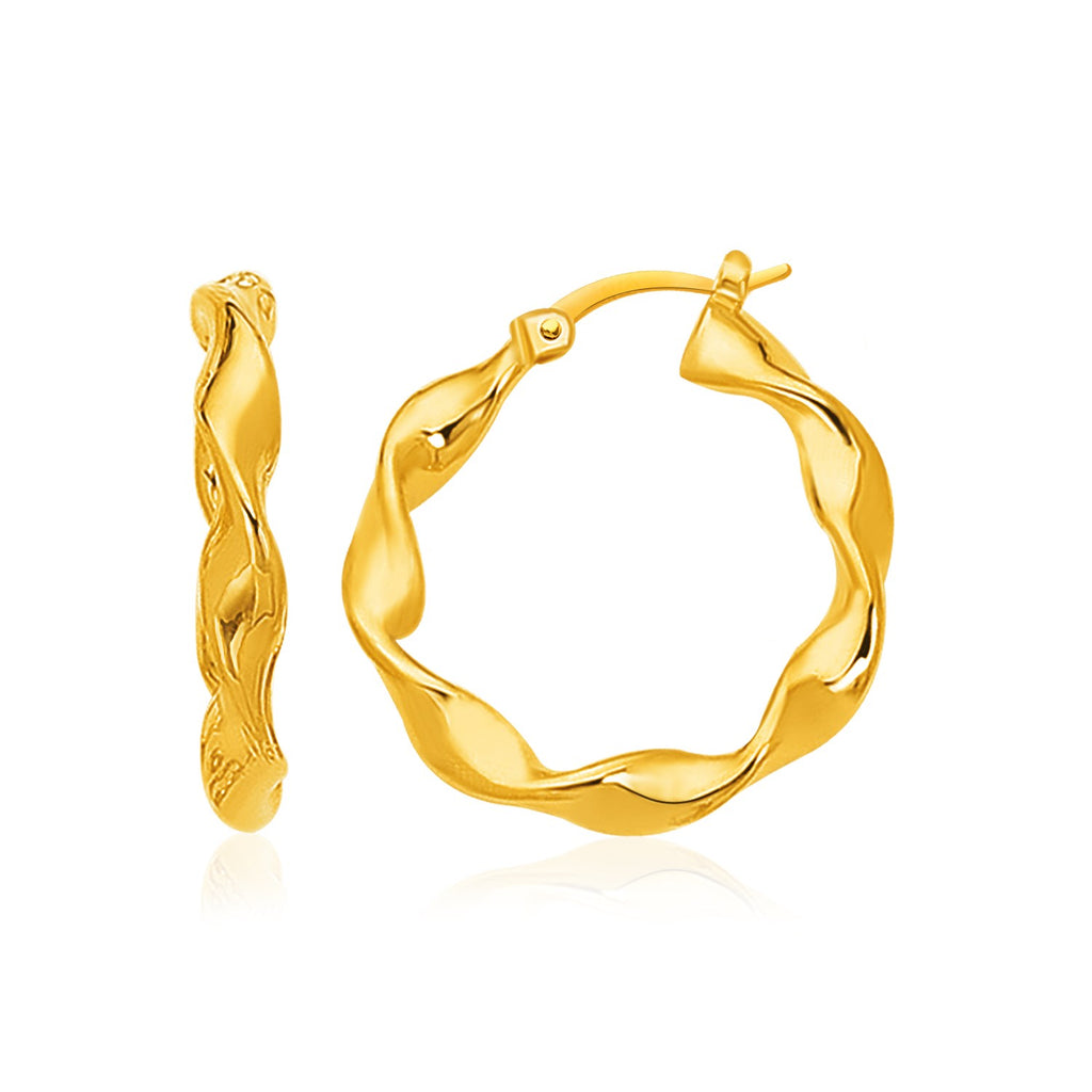 14k Yellow Gold Large Twisted Hoop Earrings-rx78962