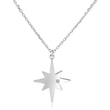 Sterling Silver 18 inch Necklace with Polished Star with Diamond-rx27442-18