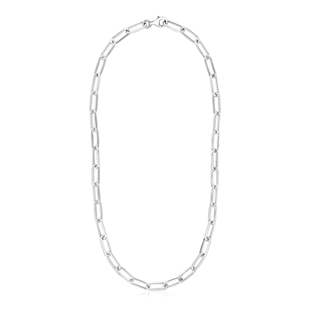 Sterling Silver Paperclip Chain Necklace-rx39361-18