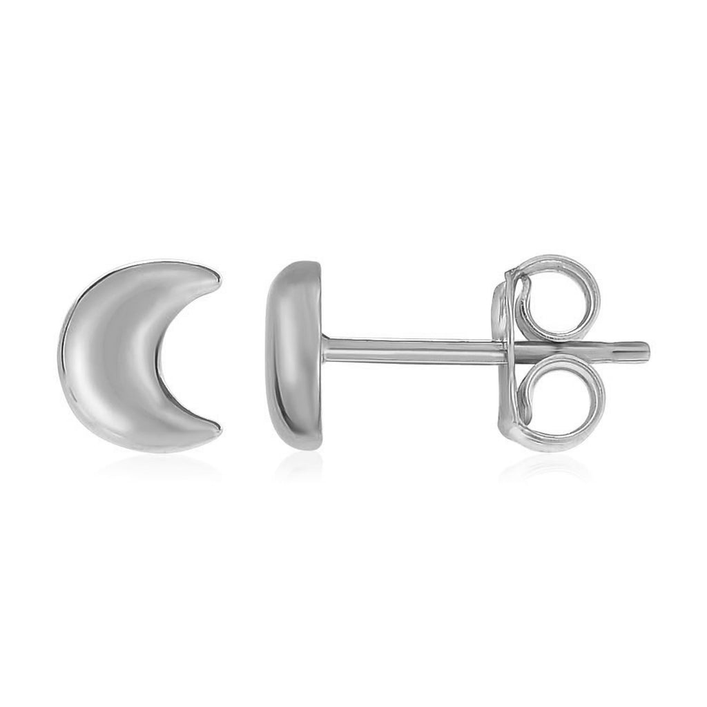 14k White Gold Post Earrings with Moons-rx39927