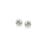 14k Yellow Gold Stud Earrings with White Hue Faceted Cubic Zirconia-rx7659