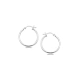 Sterling Silver Polished Thin Hoop Earrings with Rhodium Plating (20mm)-rx48525