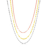 Sterling Silver Three Toned Three Strand Polished Chain Necklace-rx67823-36