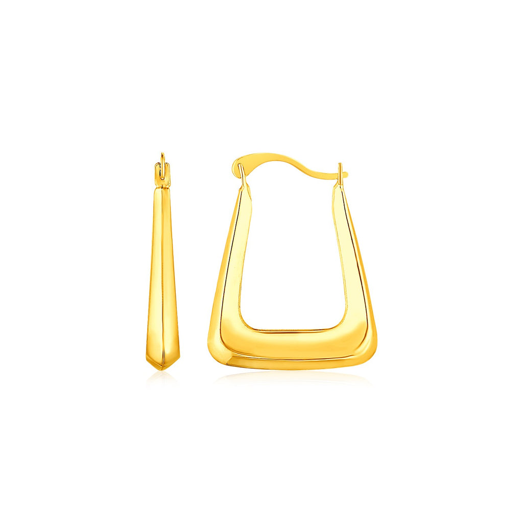 14k Yellow Gold Polished Square Hoop Earrings-rx4586