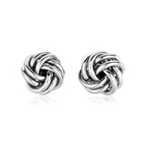 Sterling Silver Petite Two Strand Love Knot Earrings-rx5684