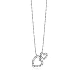 Sterling Silver Necklace with Two Open Hearts and Cubic Zirconias-rx06598-18