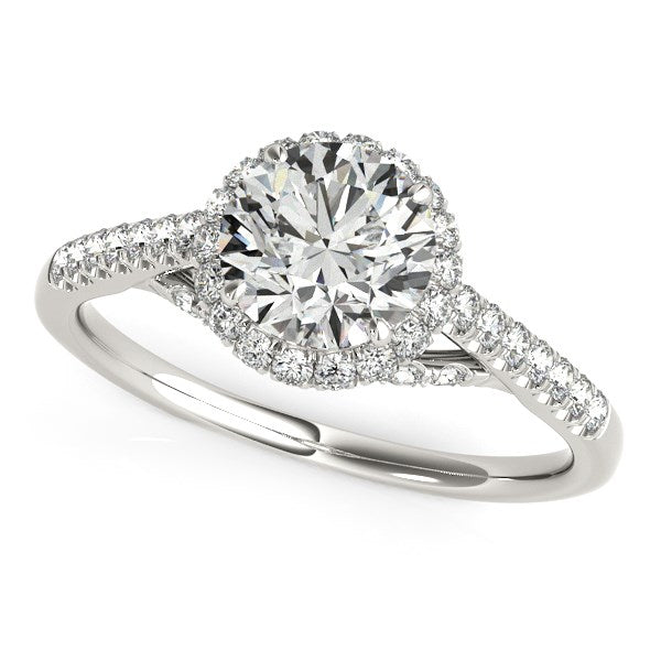 14k White Gold Round Cut Pave Set Shank Diamond Engagement Ring (1 3/8 cttw)-rxd48502y28bt