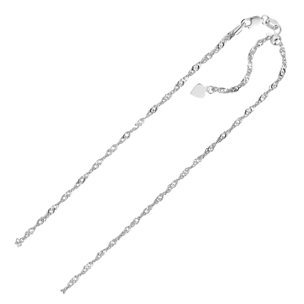 Sterling Silver 1.5mm Adjustable Singapore Chain-rx98055-22