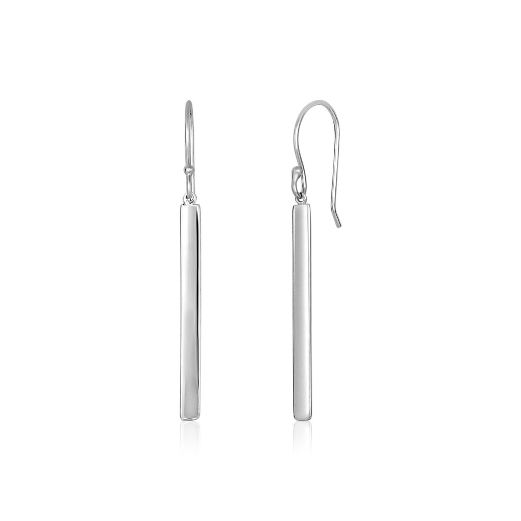 Sterling Silver Polished Bar Earrings-rx6937