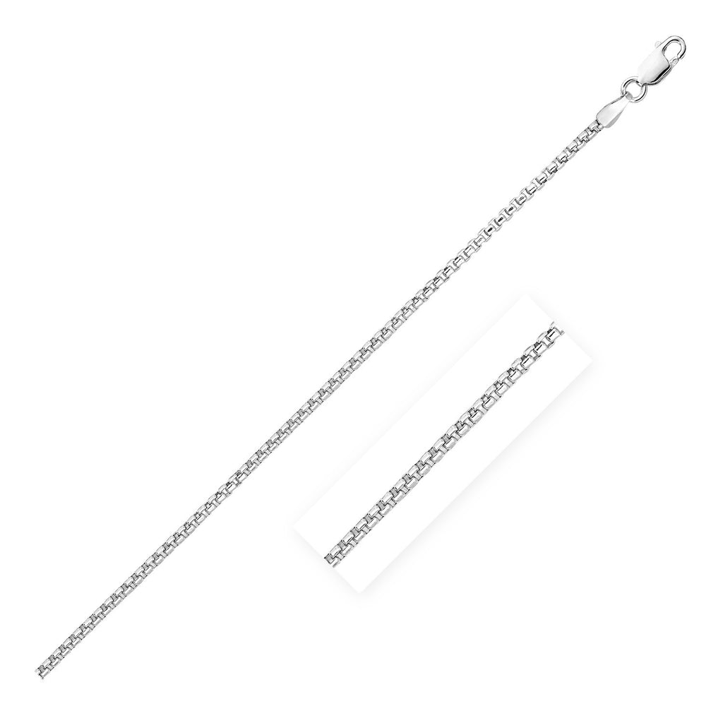 Sterling Silver Rhodium Plated Round Box Chain 1.3mm-rx49596-18