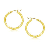 10k Yellow Gold Diamond Cut Hoop Earrings (20mm)-rx61366