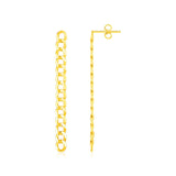 14K Yellow Gold Curb Chain Earrings-rx94973