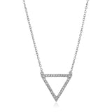 Sterling Silver Triangle Necklace with Cubic Zirconias-rx49860-18